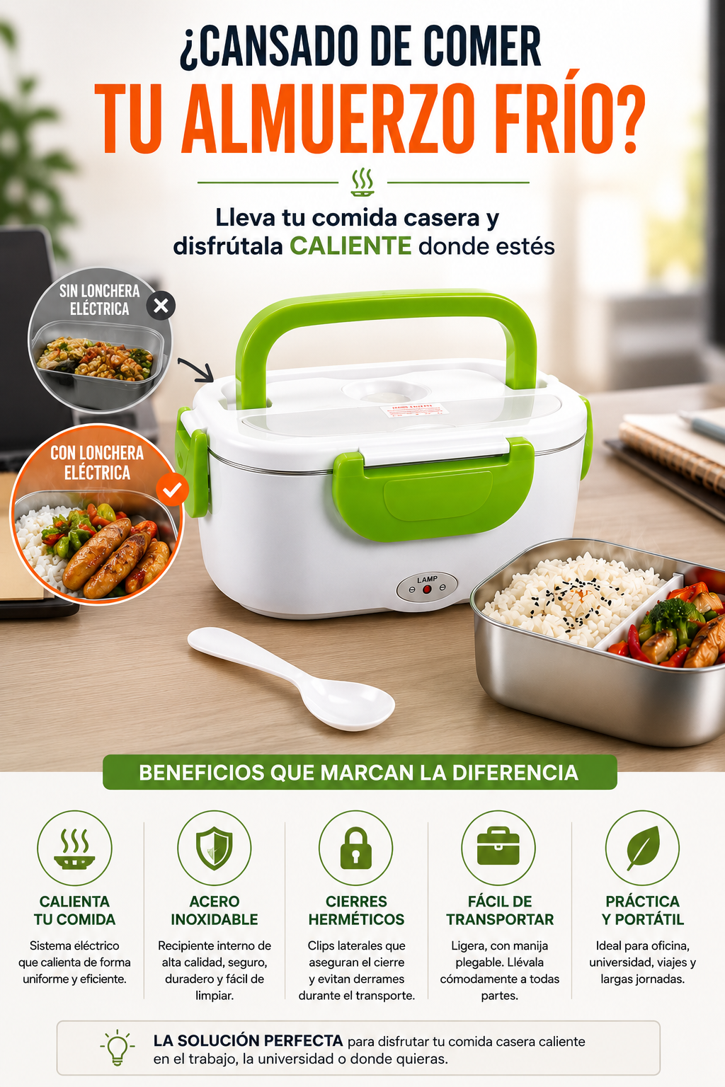 Lonchera Eléctrica Portátil (Color según disponibilidad)
